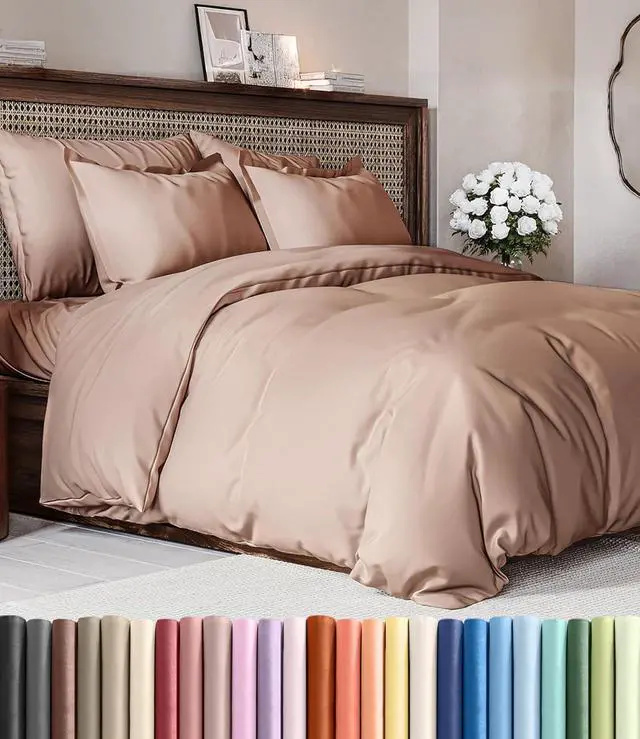 Main image of Duvet Cover Full Size Set - Extra Soft Full Duvet Cover 80" x 90" with 2 Pillow Shams for Women, Men, Kids & Teens - Hotel Luxury, Easy-Care w/Zipper Closures & Ties - Comfy and Breathable (Mauve)