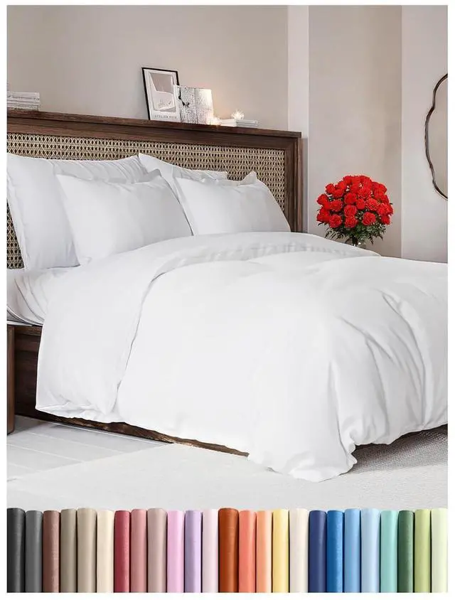 Main image of Duvet Cover King Size Set - Extra Soft King Duvet Cover 104" x 90" with 2 Pillow Shams for Women, Men, Kids & Teens - Hotel Luxury, Easy-Care w/Zipper Closures & Ties - Comfy and Breathable (White)
