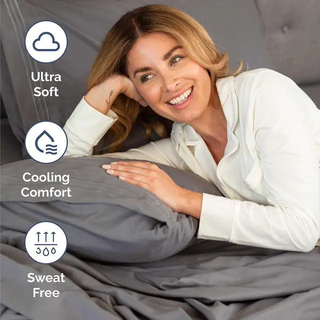 Alt view image 4 of 7 - Cal King Size 4 Piece Sheet Set - Comfy Breathable & Cooling Sheets - Hotel Luxury Bed Sheets for Women & Men - Deep Pockets, Easy-Fit, Soft & Wrinkle Free Sheets - Dark Grey Oeko-Tex Bed Sheet Set