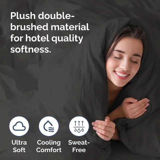 Alt view image 3 of 7 - Duvet Cover King Size Set - Extra Soft King Duvet Cover 104" x 90" with 2 Pillow Shams for Women, Men, Kids & Teens - Hotel Luxury, Easy-Care w/ Zipper Closures & Ties - Comfy & Breathable (Charcoal)