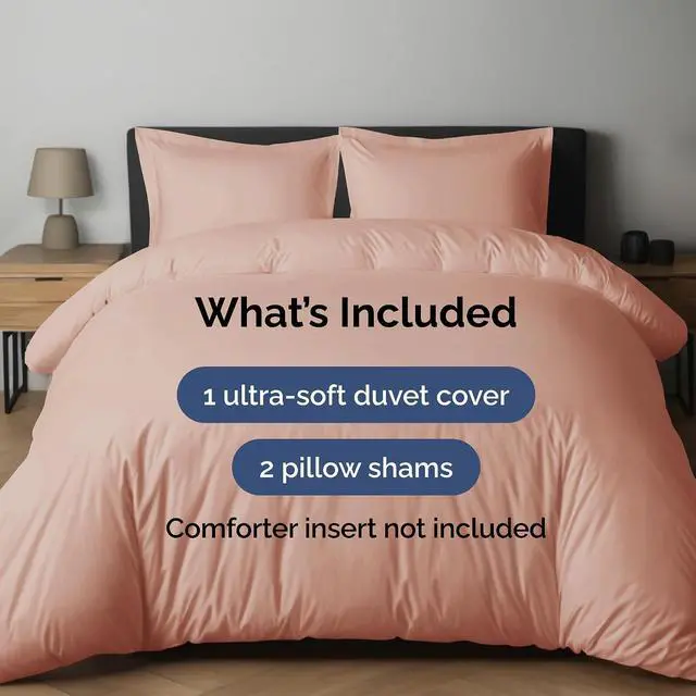 Alt view image 2 of 7 - Duvet Cover King Size Set - Extra Soft King Duvet Cover 104" x 90" with 2 Pillow Shams for Women, Men, Kids & Teens - Hotel Luxury, Easy-Care w/Zipper Closures & Ties - Comfy and Breathable (Mauve)
