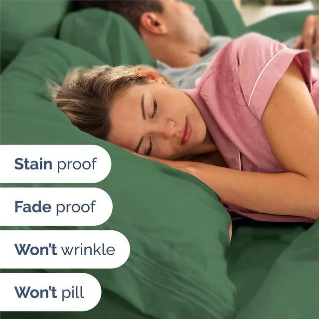 Alt view image 5 of 7 - King Size 4 Piece Sheet Set - Comfy Breathable & Cooling Sheets - Hotel Luxury Bed Sheets for Women & Men - Deep Pockets, Easy-Fit, Soft & Wrinkle Free Sheets - Emerald Green Oeko-Tex Bed Sheet Set