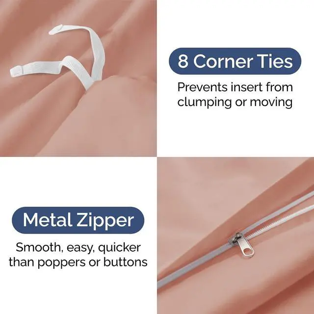 Alt view image 4 of 7 - Duvet Cover King Size Set - Extra Soft King Duvet Cover 104" x 90" with 2 Pillow Shams for Women, Men, Kids & Teens - Hotel Luxury, Easy-Care w/Zipper Closures & Ties - Comfy and Breathable (Mauve)