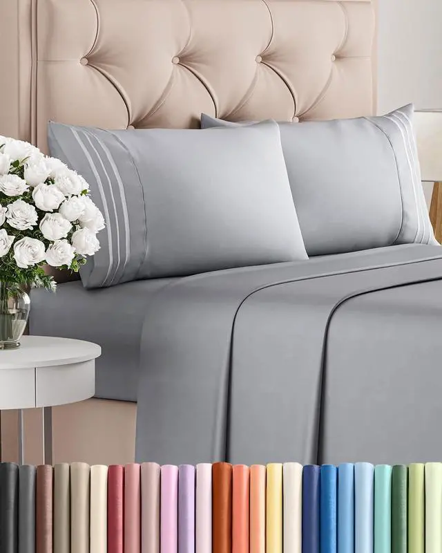 Main image of Queen Size 4 Piece Sheet Set - Comfy Breathable & Cooling Sheets - Hotel Luxury Bed Sheets for Women & Men - Deep Pockets, Easy-Fit, Soft and Wrinkle Free Sheets - Steel Blue Oeko-Tex Bed Sheet Set