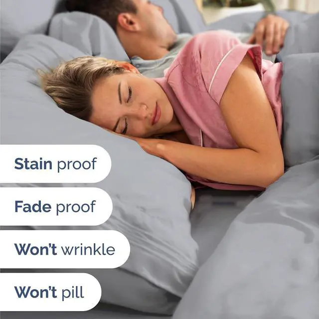 Alt view image 5 of 7 - Cal King Size 4 Piece Sheet Set - Comfy Breathable & Cooling Sheets - Hotel Luxury Bed Sheets for Women & Men - Deep Pockets, Easy-Fit, Soft & Wrinkle Free Sheets - Steel Blue Oeko-Tex Bed Sheet Set