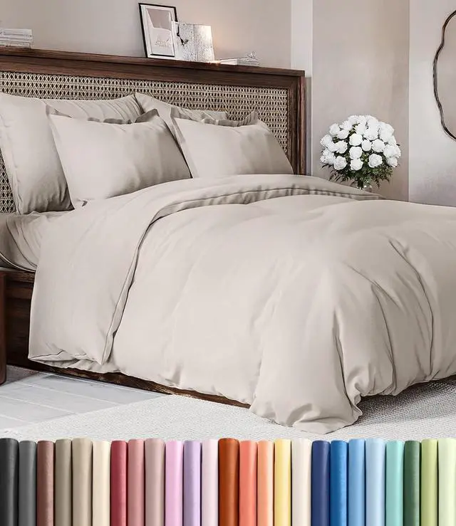 Main image of Duvet Cover Cal King Size Set - Extra Soft Cal King Duvet Cover 104" x 98" with 2 Pillow Shams for Women, Men, Kids & Teens - Hotel Luxury w/Zipper Closures & Ties - Comfy & Breathable (Light Grey)