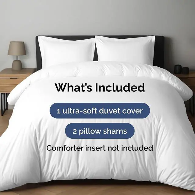 Alt view image 2 of 7 - Duvet Cover Cal King Size Set - Extra Soft Cal King Duvet Cover 104" x 98" with 2 Pillow Shams for Women, Men, Kids & Teens - Hotel Luxury w/Zipper Closures & Ties - Comfy, Cozy & Breathable (White)
