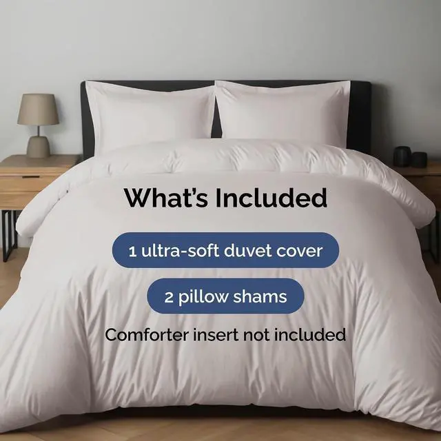 Alt view image 2 of 7 - Duvet Cover Cal King Size Set - Extra Soft Cal King Duvet Cover 104" x 98" with 2 Pillow Shams for Women, Men, Kids & Teens - Hotel Luxury w/Zipper Closures & Ties - Comfy & Breathable (Light Grey)