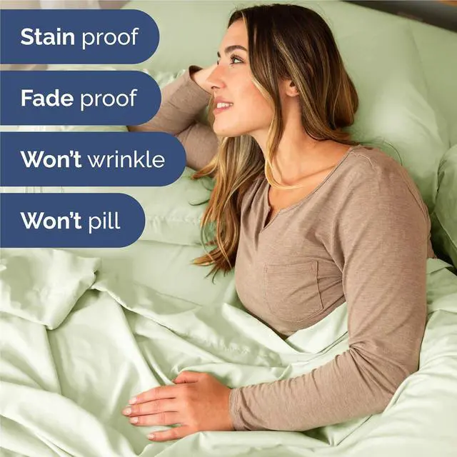 Alt view image 5 of 7 - Full Size 4 Piece Sheet Set - Comfy Breathable & Cooling Sheets - Hotel Luxury Bed Sheets for Women & Men - Deep Pockets, Easy-Fit, Soft & Wrinkle Free Sheets - Light Sage Green Oeko-Tex Bed Sheet Set