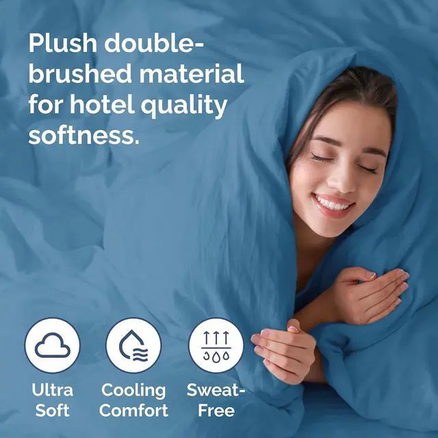 Alt view image 3 of 7 - Duvet Cover Cal King Size Set - Extra Soft Cal King Duvet Cover 104" x 98" with 2 Pillow Shams for Women, Men, Kids & Teens - Hotel Luxury w/ Zipper Closures & Ties - Comfy & Breathable (Denim Blue)