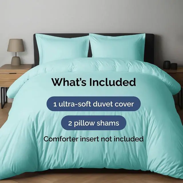 Alt view image 2 of 7 - Duvet Cover Full Size Set - Extra Soft Full Duvet Cover 80" x 90" with 2 Pillow Shams for Women, Men, Kids & Teens - Hotel Luxury, Easy-Care w/Zipper Closures & Ties - Comfy & Breathable (Spa Blue)