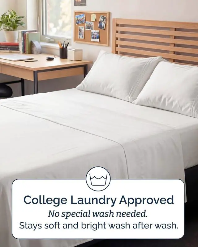 Alt view image 6 of 7 - Full XL Bed Sheet - 4 Piece Full XL Bed Sheets Set - Ultra-Soft, Breathable & Cooling - Hotel Luxury Bedding for Women & Men w/ Deep Pockets - Wrinkle Free & Fade Resistant - Oeko-Tex - Antique White