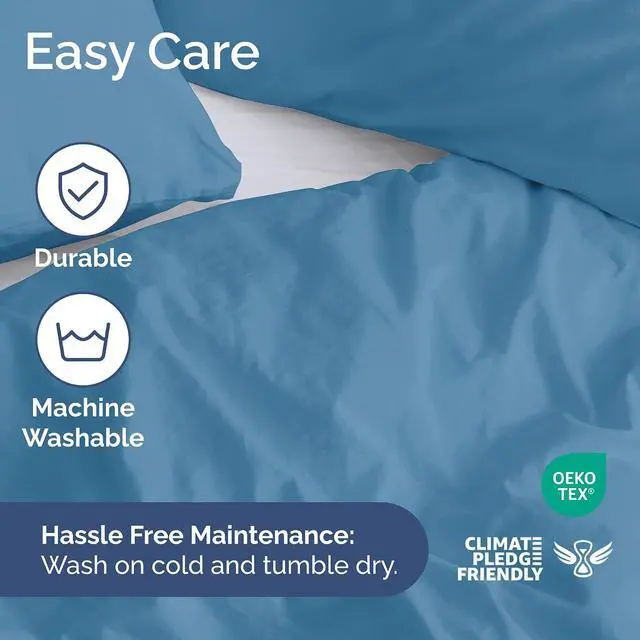 Alt view image 6 of 7 - Duvet Cover Cal King Size Set - Extra Soft Cal King Duvet Cover 104" x 98" with 2 Pillow Shams for Women, Men, Kids & Teens - Hotel Luxury w/ Zipper Closures & Ties - Comfy & Breathable (Denim Blue)
