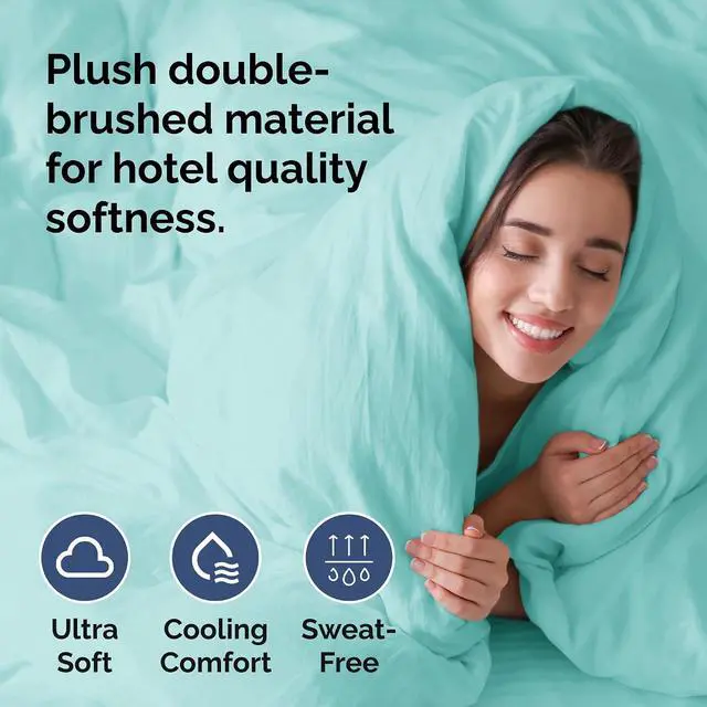 Alt view image 3 of 7 - Duvet Cover Full Size Set - Extra Soft Full Duvet Cover 80" x 90" with 2 Pillow Shams for Women, Men, Kids & Teens - Hotel Luxury, Easy-Care w/Zipper Closures & Ties - Comfy & Breathable (Spa Blue)