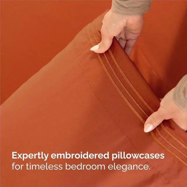 Alt view image 6 of 7 - Split King Size 5 Piece Sheet Set - Comfy Breathable & Cooling Sheets - Hotel Luxury Bed Sheets for Women & Men - Deep Pockets, Easy-Fit, Soft & Wrinkle Free Sheets - Terracotta Oeko-Tex Bed Sheets