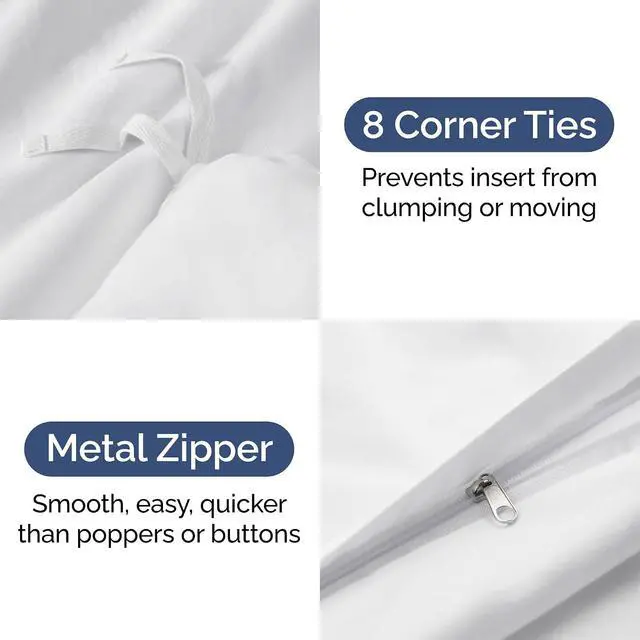 Alt view image 4 of 7 - Duvet Cover Cal King Size Set - Extra Soft Cal King Duvet Cover 104" x 98" with 2 Pillow Shams for Women, Men, Kids & Teens - Hotel Luxury w/Zipper Closures & Ties - Comfy, Cozy & Breathable (White)