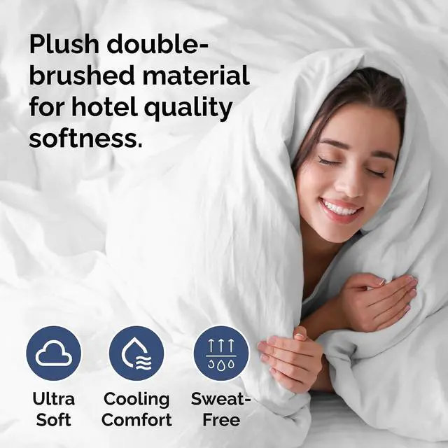 Alt view image 3 of 7 - Duvet Cover Cal King Size Set - Extra Soft Cal King Duvet Cover 104" x 98" with 2 Pillow Shams for Women, Men, Kids & Teens - Hotel Luxury w/Zipper Closures & Ties - Comfy, Cozy & Breathable (White)