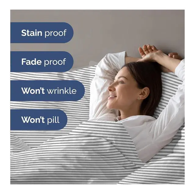 Alt view image 5 of 7 - Duvet Cover Queen Size Set - Extra Soft Queen Duvet Cover 90" x 90" with 2 Pillow Shams for Women, Men, Kids & Teens - Hotel Luxury w/ Zipper Closures & Ties - Comfy, Cozy & Breathable (Grey Stripes)