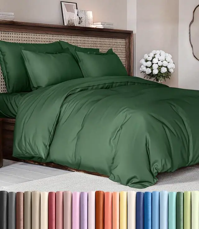 Main image of Duvet Cover Full Size Set - Extra Soft Full Duvet Cover 80" x 90" with 2 Pillow Shams for Women, Men, Kids & Teens - Hotel Luxury w/ Zipper Closures & Ties - Comfy, Cozy & Breathable (Emerald Green)