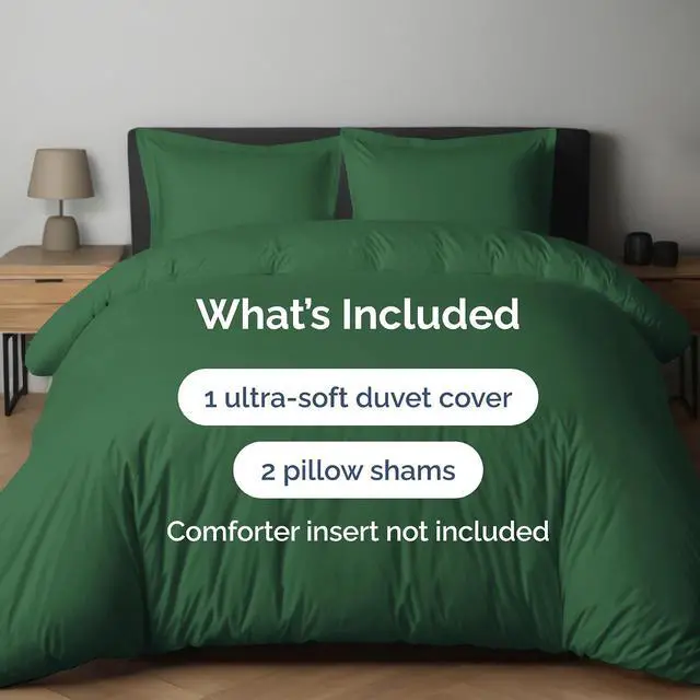 Alt view image 2 of 7 - Duvet Cover Full Size Set - Extra Soft Full Duvet Cover 80" x 90" with 2 Pillow Shams for Women, Men, Kids & Teens - Hotel Luxury w/ Zipper Closures & Ties - Comfy, Cozy & Breathable (Emerald Green)