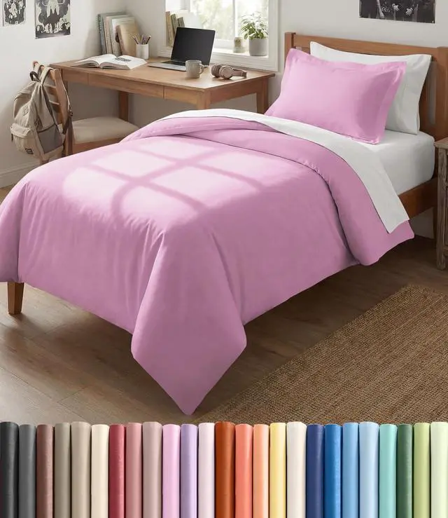 Main image of Duvet Cover Twin/Twin XL Size Set - Extra Soft Twin/Twin XL Duvet Cover 68" x 90" with 1 Pillow Sham for Women, Men, Kids & Teens - Comfy, Easy-Care & Fade Free w/Zipper Closures & Ties (Light Pink)