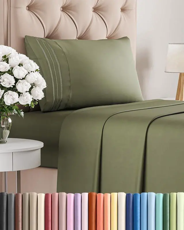Main image of Twin Size 3 Piece Sheet Set - Comfy Breathable & Cooling Sheets - Hotel Luxury Bed Sheets for Women and Men - Deep Pockets, Easy-Fit, Soft and Wrinkle Free Sheets - Sage Green Oeko-Tex Bed Sheet Set