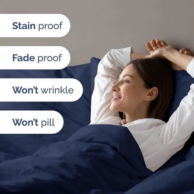 Alt view image 5 of 7 - Duvet Cover Full Size Set - Extra Soft Full Duvet Cover 80" x 90" with 2 Pillow Shams for Women, Men, Kids & Teens - Hotel Luxury, Easy-Care w/ Zipper Closures & Ties - Comfy & Breathable (Navy Blue)