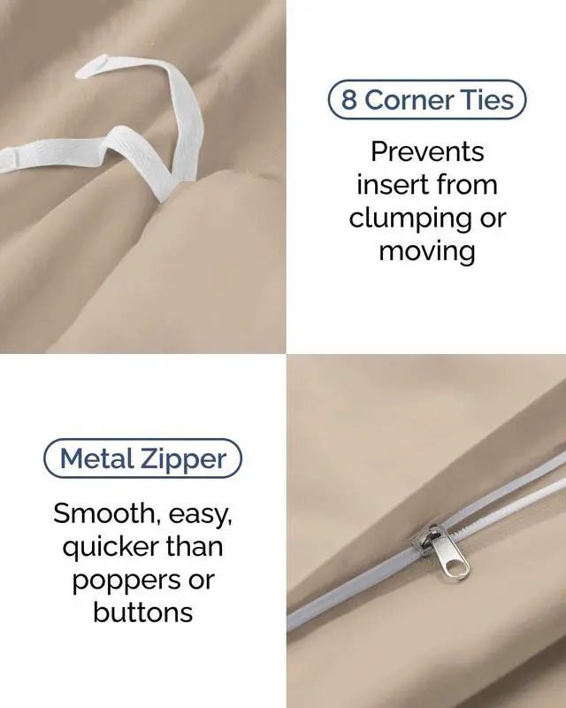 Alt view image 5 of 7 - Duvet Cover Twin/Twin XL Size Set - Extra Soft Twin/Twin XL Duvet Cover 68" x 90" with 1 Pillow Sham for Women, Men, Kids & Teens - Comfy, Easy-Care & Fade Free with Zipper Closures and Ties (Wheat)
