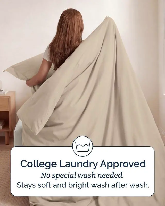 Alt view image 6 of 7 - Duvet Cover Twin/Twin XL Size Set - Extra Soft Twin/Twin XL Duvet Cover 68" x 90" with 1 Pillow Sham for Women, Men, Kids & Teens - Comfy, Easy-Care & Fade Free with Zipper Closures and Ties (Wheat)
