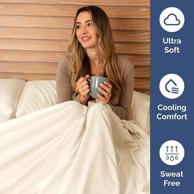 Alt view image 4 of 7 - King Size 4 Piece Sheet Set - Comfy Breathable & Cooling Sheets - Hotel Luxury Bed Sheets for Women & Men - Deep Pockets, Easy-Fit, Extra Soft & Wrinkle Free Sheets - Off White Oeko-Tex Bed Sheet Set