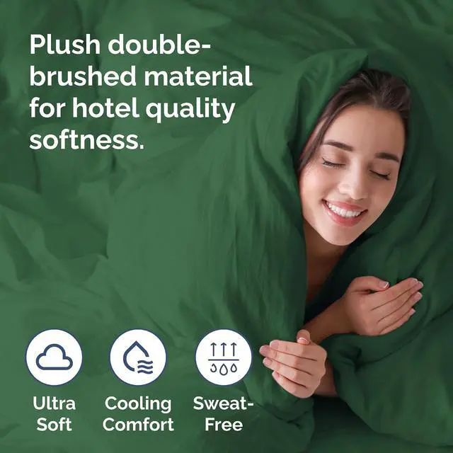 Alt view image 3 of 7 - Duvet Cover Full Size Set - Extra Soft Full Duvet Cover 80" x 90" with 2 Pillow Shams for Women, Men, Kids & Teens - Hotel Luxury w/ Zipper Closures & Ties - Comfy, Cozy & Breathable (Emerald Green)