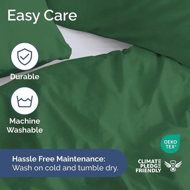 Alt view image 6 of 7 - Duvet Cover Full Size Set - Extra Soft Full Duvet Cover 80" x 90" with 2 Pillow Shams for Women, Men, Kids & Teens - Hotel Luxury w/ Zipper Closures & Ties - Comfy, Cozy & Breathable (Emerald Green)