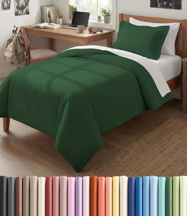 Main image of Duvet Cover Twin/Twin XL Size Set - Extra Soft Twin/Twin XL Duvet Cover 68" x 90" with 1 Pillow Sham for Women, Men, Kids & Teens - Easy-Care & Fade Free with Zipper Closures & Ties (Emerald Green)