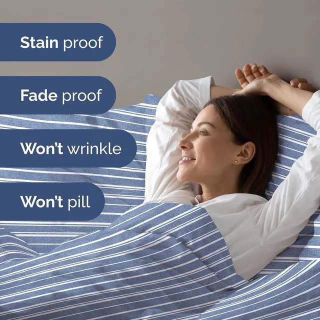 Alt view image 5 of 7 - Duvet Cover Full Size Set - Extra Soft Full Duvet Cover 80" x 90" with 2 Pillow Shams for Women, Men, Kids & Teens - Hotel Luxury w/ Zipper Closures & Ties - Comfy, Cozy & Breathable (Blue Stripes)