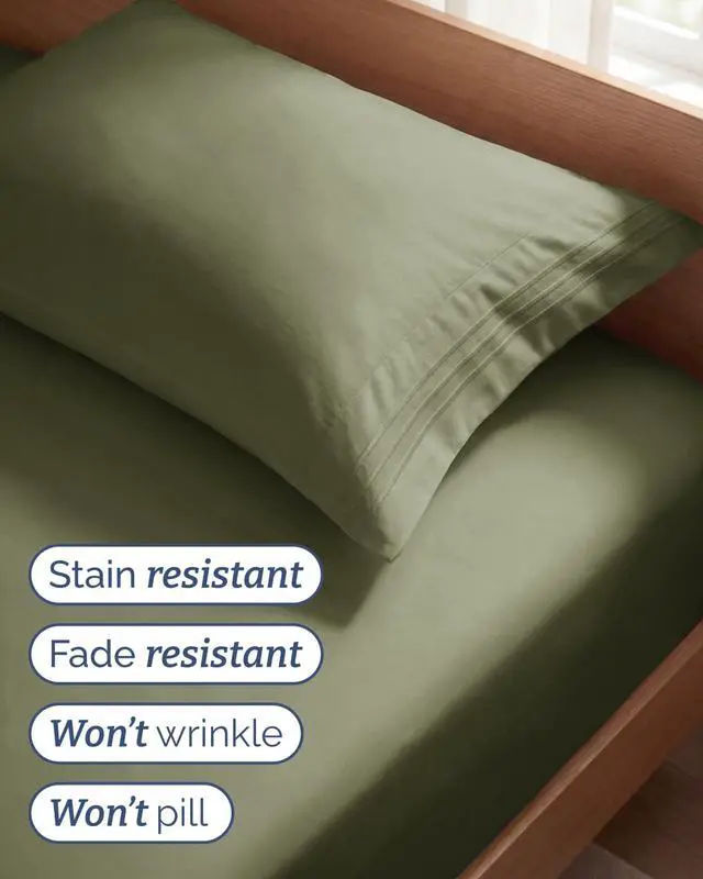 Alt view image 5 of 7 - Twin Size 3 Piece Sheet Set - Comfy Breathable & Cooling Sheets - Hotel Luxury Bed Sheets for Women and Men - Deep Pockets, Easy-Fit, Soft and Wrinkle Free Sheets - Sage Green Oeko-Tex Bed Sheet Set