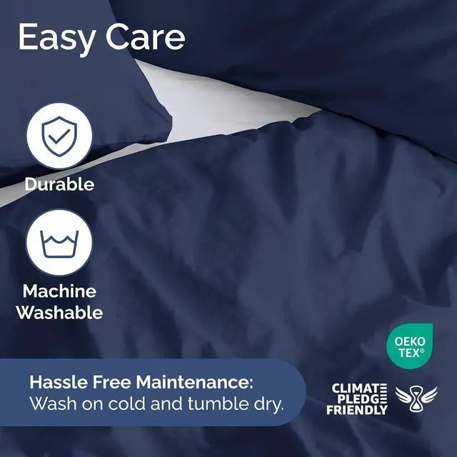Alt view image 6 of 7 - Duvet Cover Full Size Set - Extra Soft Full Duvet Cover 80" x 90" with 2 Pillow Shams for Women, Men, Kids & Teens - Hotel Luxury, Easy-Care w/ Zipper Closures & Ties - Comfy & Breathable (Navy Blue)