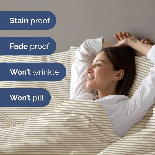 Alt view image 5 of 7 - Duvet Cover Full Size Set - Extra Soft Full Duvet Cover 80" x 90" with 2 Pillow Shams for Women, Men, Kids & Teens - Hotel Luxury w/ Zipper Closures & Ties - Comfy, Cozy & Breathable (Beige Stripes)