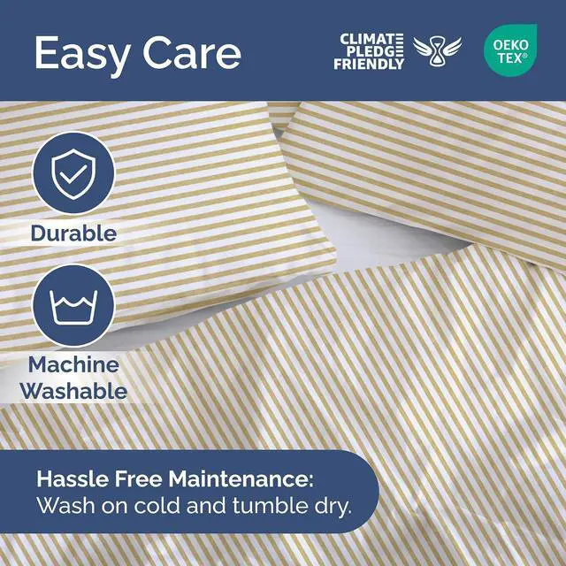 Alt view image 6 of 7 - Duvet Cover Full Size Set - Extra Soft Full Duvet Cover 80" x 90" with 2 Pillow Shams for Women, Men, Kids & Teens - Hotel Luxury w/ Zipper Closures & Ties - Comfy, Cozy & Breathable (Beige Stripes)