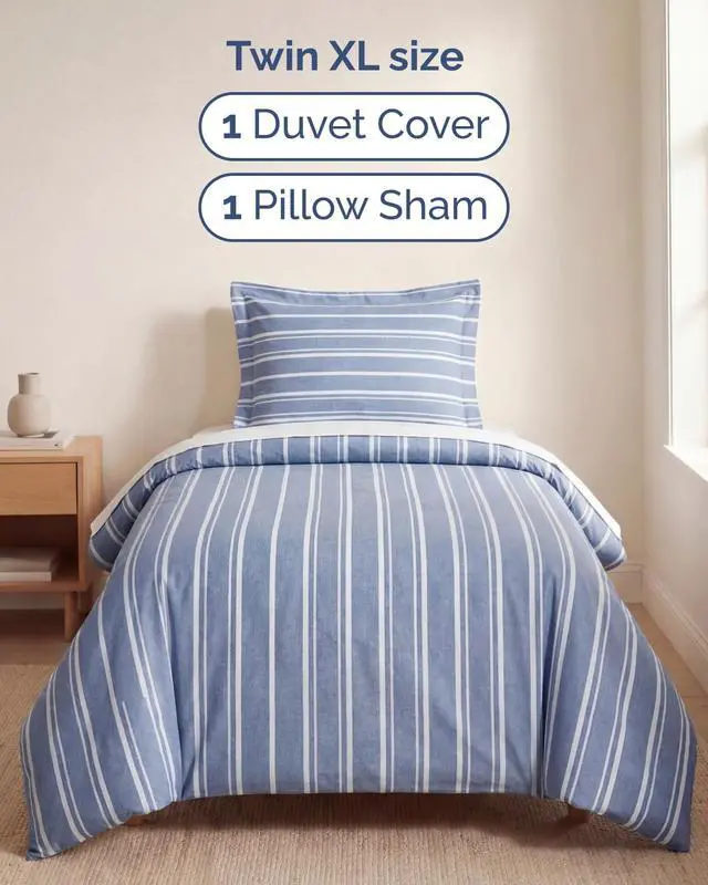 Alt view image 3 of 7 - Duvet Cover Queen Size Set - Extra Soft Queen Duvet Cover 90" x 90" with 2 Pillow Shams for Women, Men, Kids & Teens - Hotel Luxury w/Zipper Closures & Ties - Comfy, Cozy & Breathable (Beige Stripes)