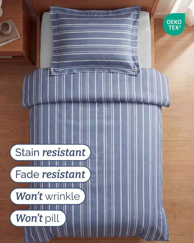 Alt view image 4 of 7 - Duvet Cover Queen Size Set - Extra Soft Queen Duvet Cover 90" x 90" with 2 Pillow Shams for Women, Men, Kids & Teens - Hotel Luxury w/Zipper Closures & Ties - Comfy, Cozy & Breathable (Beige Stripes)
