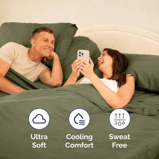 Alt view image 5 of 7 - Flex Top Split Head King 4 Piece Sheet Set - Ultra-Soft, Breathable & Cooling Bed Sheets Set - Hotel Luxury Bedding for Women & Men with Deep Pockets - Wrinkle and Fade Free - Oeko-Tex - Sage Green
