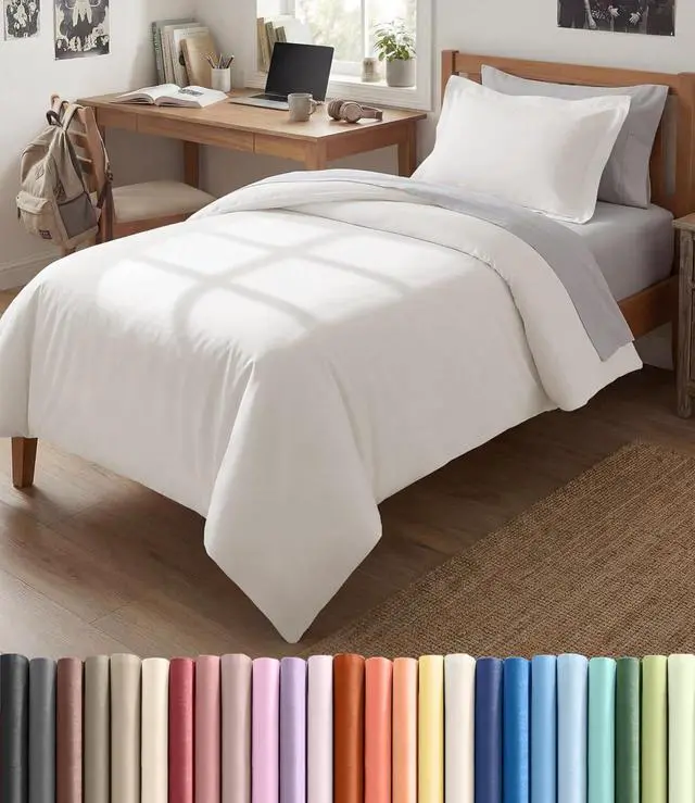 Main image of Duvet Cover Twin/Twin XL Size Set - Extra Soft Twin/Twin XL Duvet Cover 68" x 90" with 1 Pillow Sham for Women, Men, Kids & Teens - Easy-Care & Fade Free with Zipper Closures & Ties (Antique White)