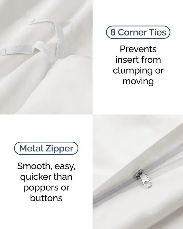 Alt view image 5 of 7 - Duvet Cover Twin/Twin XL Size Set - Extra Soft Twin/Twin XL Duvet Cover 68" x 90" with 1 Pillow Sham for Women, Men, Kids & Teens - Easy-Care & Fade Free with Zipper Closures & Ties (Antique White)