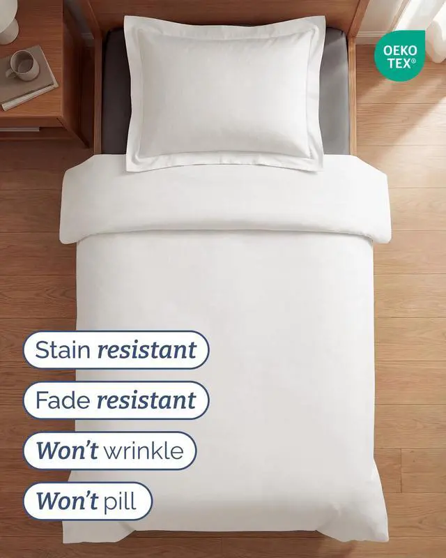 Alt view image 4 of 7 - Duvet Cover Twin/Twin XL Size Set - Extra Soft Twin/Twin XL Duvet Cover 68" x 90" with 1 Pillow Sham for Women, Men, Kids & Teens - Easy-Care & Fade Free with Zipper Closures & Ties (Antique White)