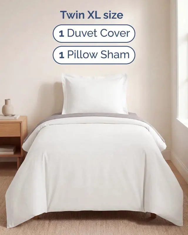 Alt view image 3 of 7 - Duvet Cover Twin/Twin XL Size Set - Extra Soft Twin/Twin XL Duvet Cover 68" x 90" with 1 Pillow Sham for Women, Men, Kids & Teens - Easy-Care & Fade Free with Zipper Closures & Ties (Antique White)