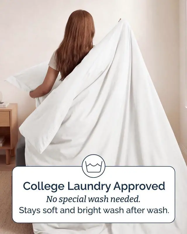 Alt view image 6 of 7 - Duvet Cover Twin/Twin XL Size Set - Extra Soft Twin/Twin XL Duvet Cover 68" x 90" with 1 Pillow Sham for Women, Men, Kids & Teens - Easy-Care & Fade Free with Zipper Closures & Ties (Antique White)