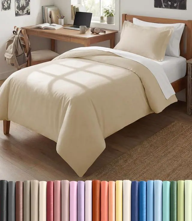 Main image of Duvet Cover Twin/Twin XL Size Set - Extra Soft Twin/Twin XL Duvet Cover 68" x 90" with 1 Pillow Sham for Women, Men, Kids & Teens - Comfy, Easy-Care & Fade Free w/Zipper Closures & Ties (Off White)