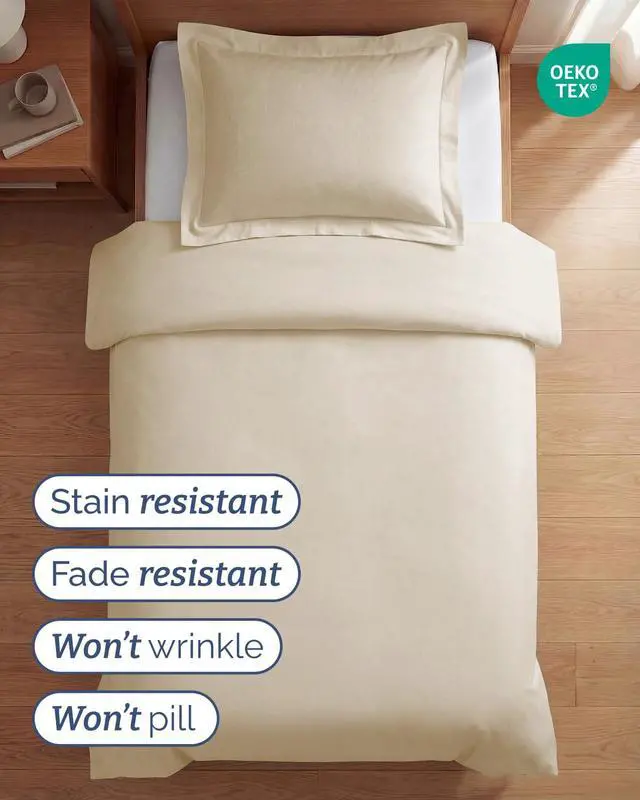 Alt view image 4 of 7 - Duvet Cover Twin/Twin XL Size Set - Extra Soft Twin/Twin XL Duvet Cover 68" x 90" with 1 Pillow Sham for Women, Men, Kids & Teens - Comfy, Easy-Care & Fade Free w/Zipper Closures & Ties (Off White)
