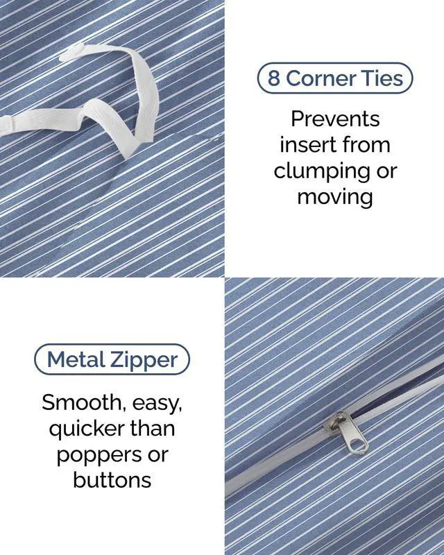 Alt view image 5 of 7 - Duvet Cover Queen Size Set - Extra Soft Queen Duvet Cover 90" x 90" with 2 Pillow Shams for Women, Men, Kids & Teens - Hotel Luxury w/Zipper Closures & Ties - Comfy, Cozy & Breathable (Beige Stripes)