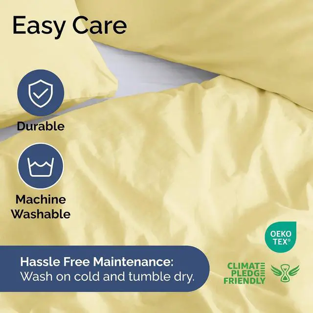 Alt view image 6 of 7 - Duvet Cover King Size Set - Extra Soft King Duvet Cover 104" x 90" with 2 Pillow Shams for Women, Men, Kids & Teens - Hotel Luxury, Easy-Care w/Zipper Closures & Ties - Comfy and Breathable (Yellow)